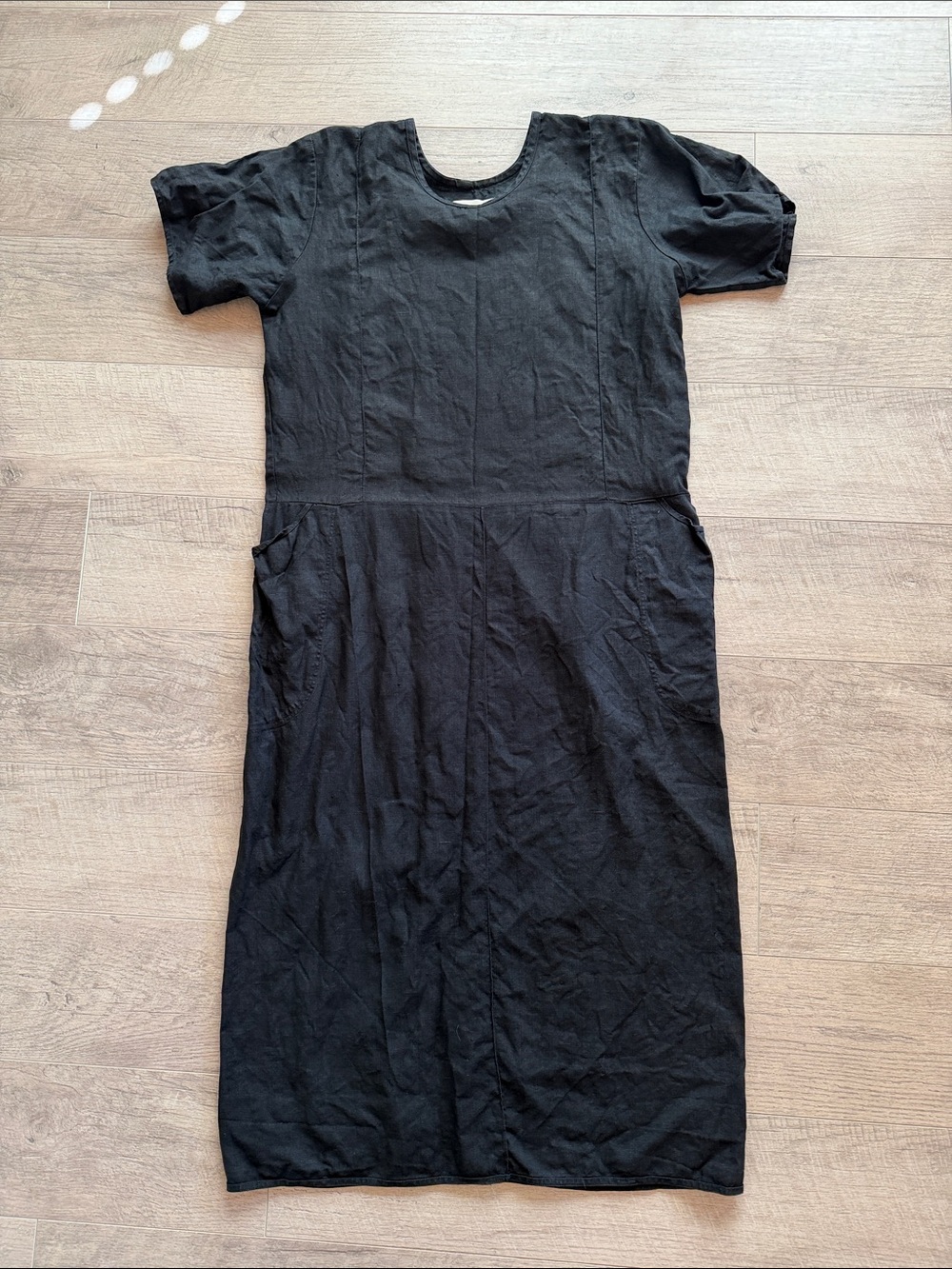 FLAX 100% Linen Black Maxi Dress with Pockets